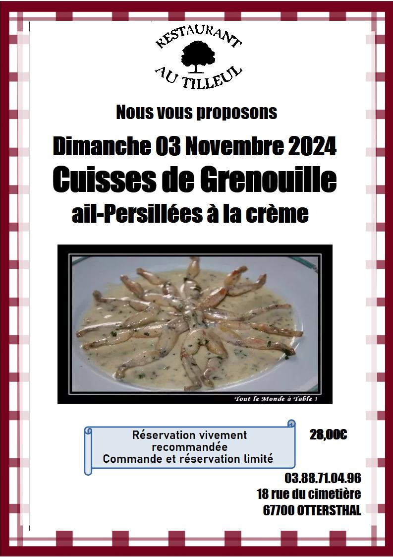 Dimanche 3 novembre, c'est Cuisses de grenouille