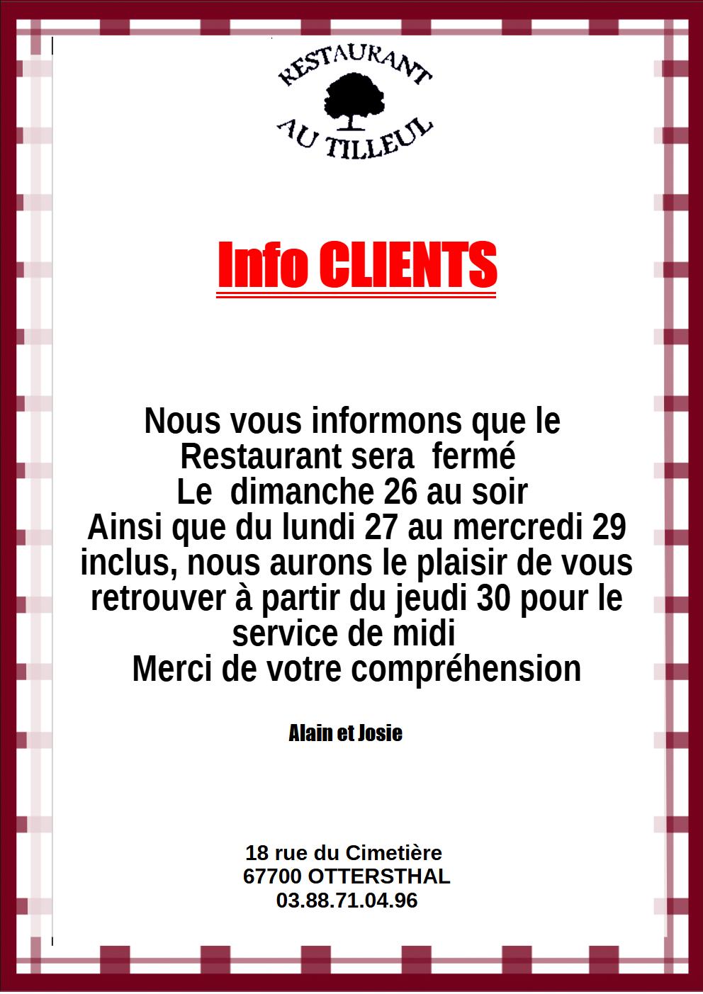 Fermeture fin octobre 2025