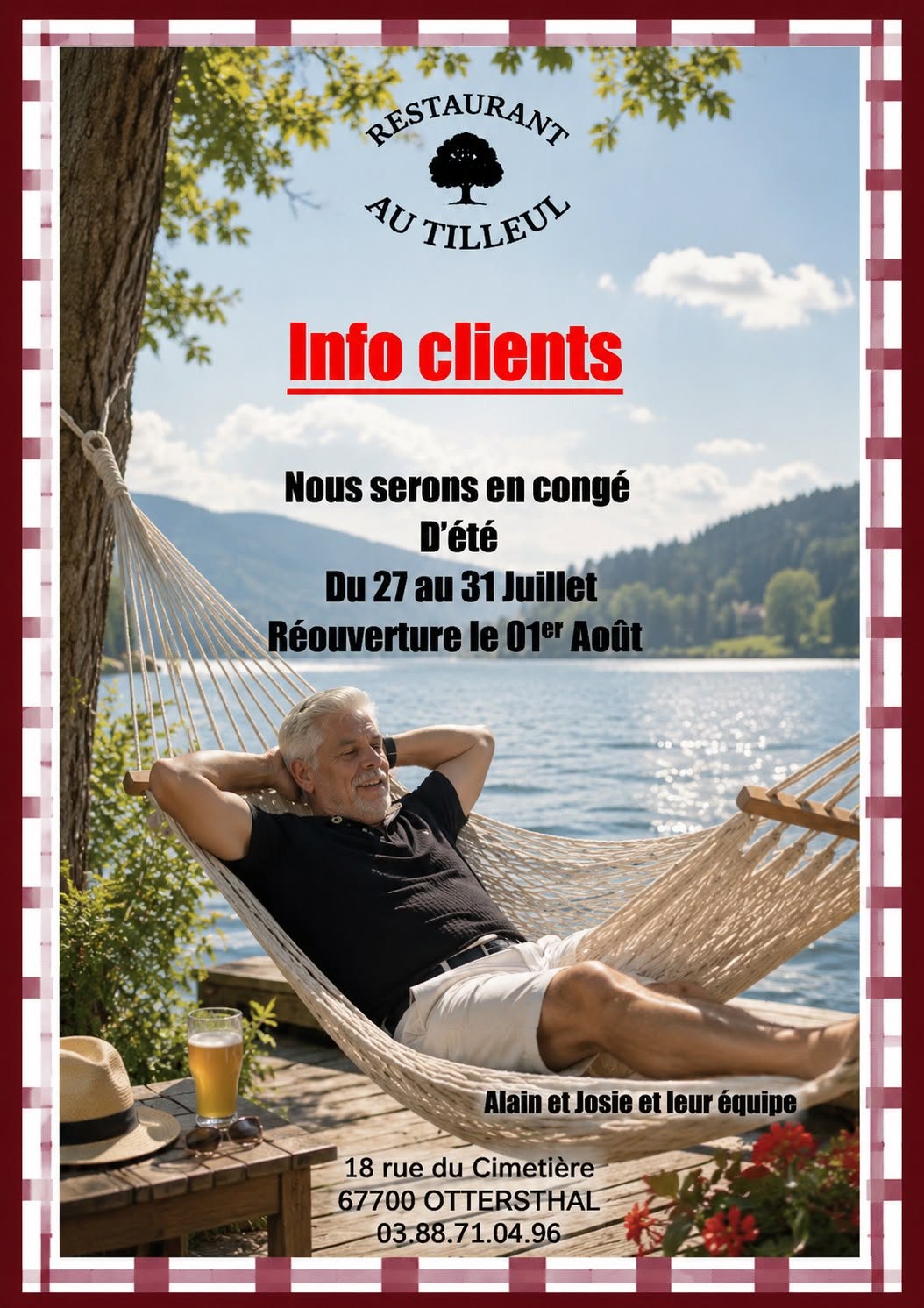 Repos mérité du 27 au 31 Juillet 2026