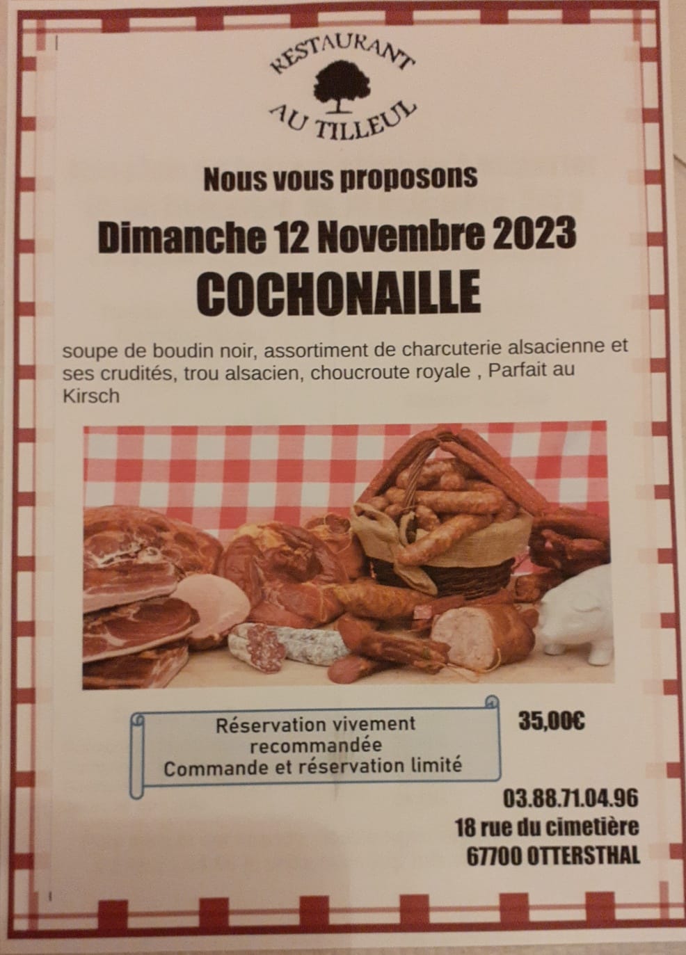 Dimanche 12 Novembre " Cochonaille "