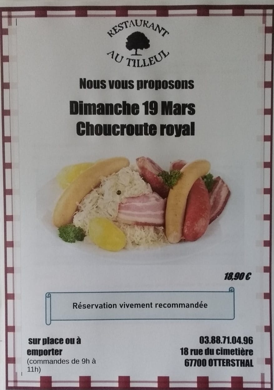 Menu Dimanche 19 mars 2023