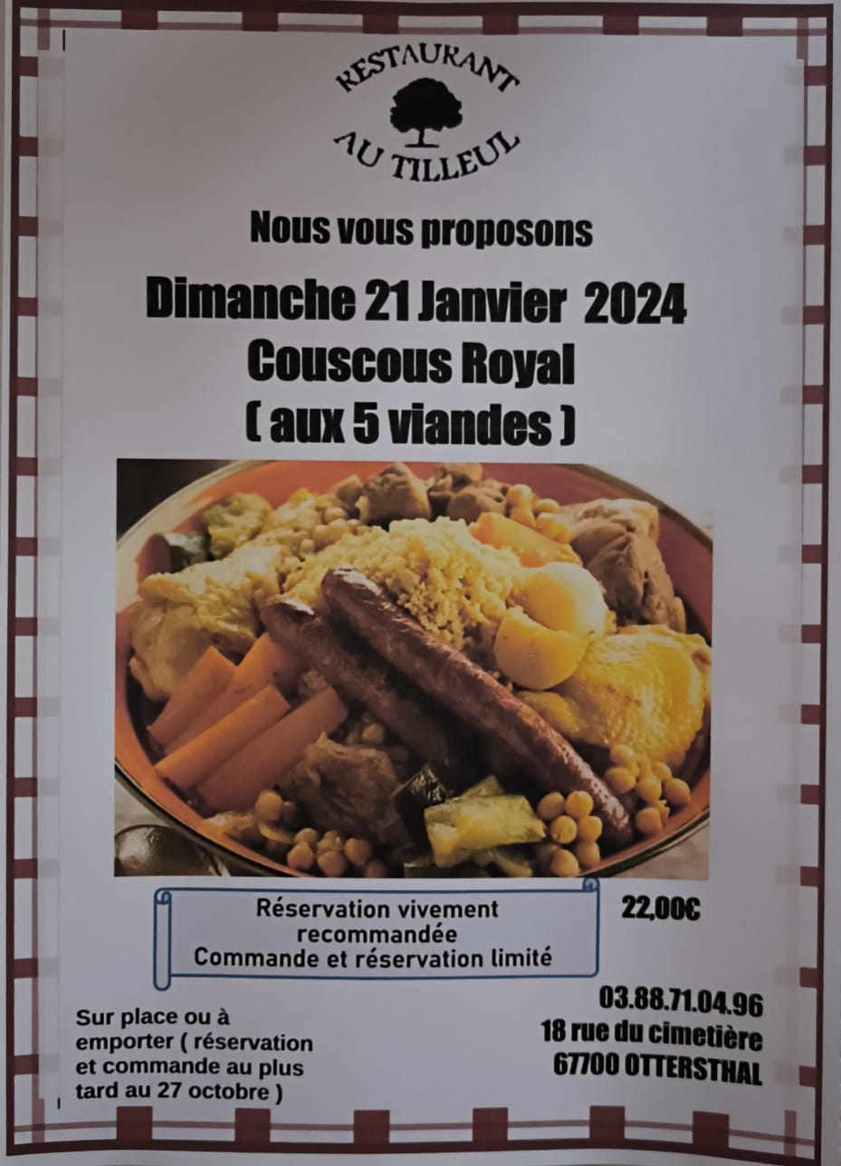 Menu du Dimanche 21 Janvier 2024