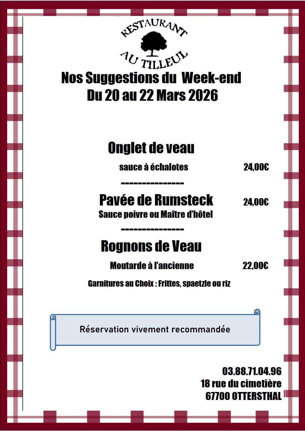 Week End gourmand 20 au 22 Mars 2026