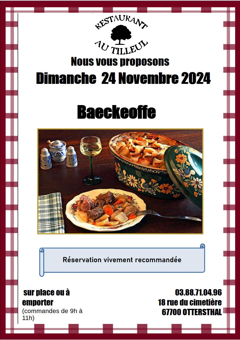 Dimanche 24 Novembre " BAECKEOFFE"