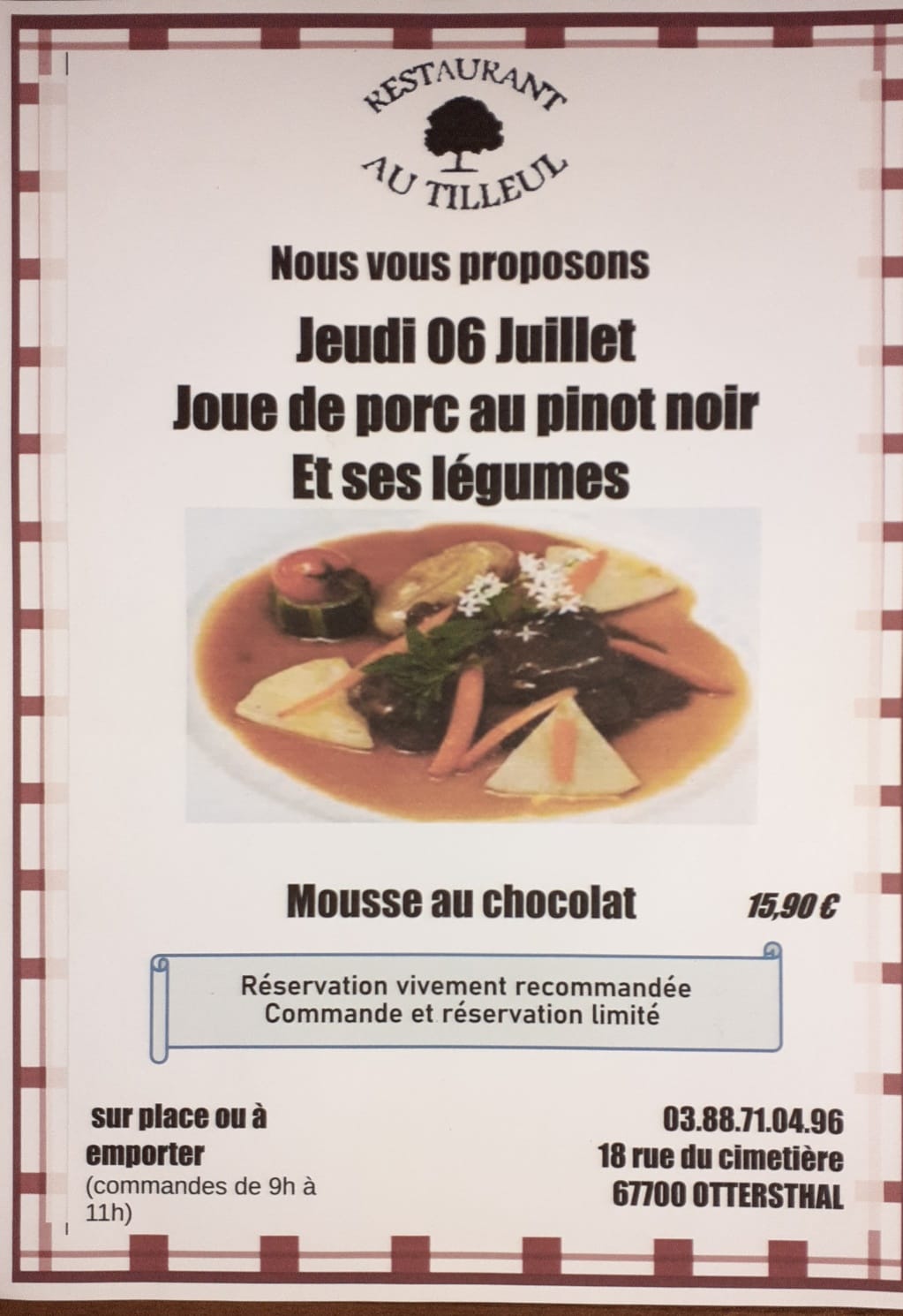 Menu du jeudi 6 juillet 2023