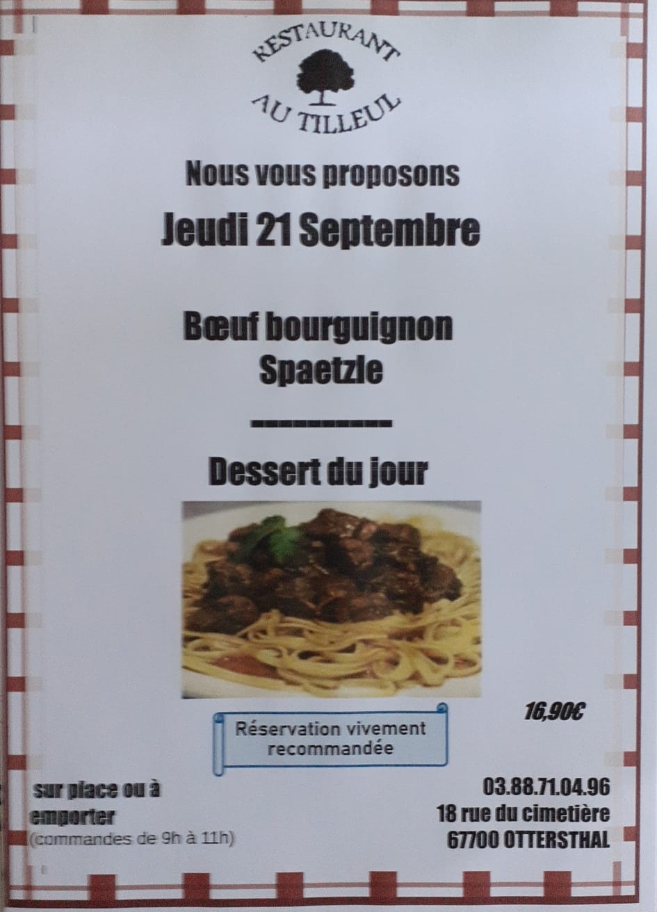 Menu du jeudi 21 septembre 2023