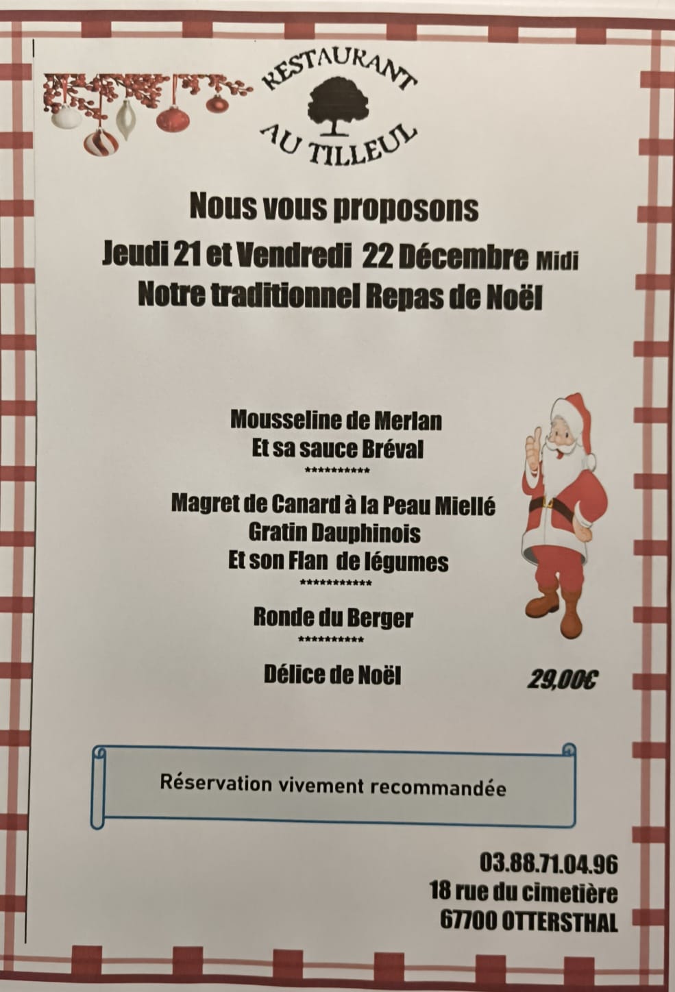 Menu de Noël
