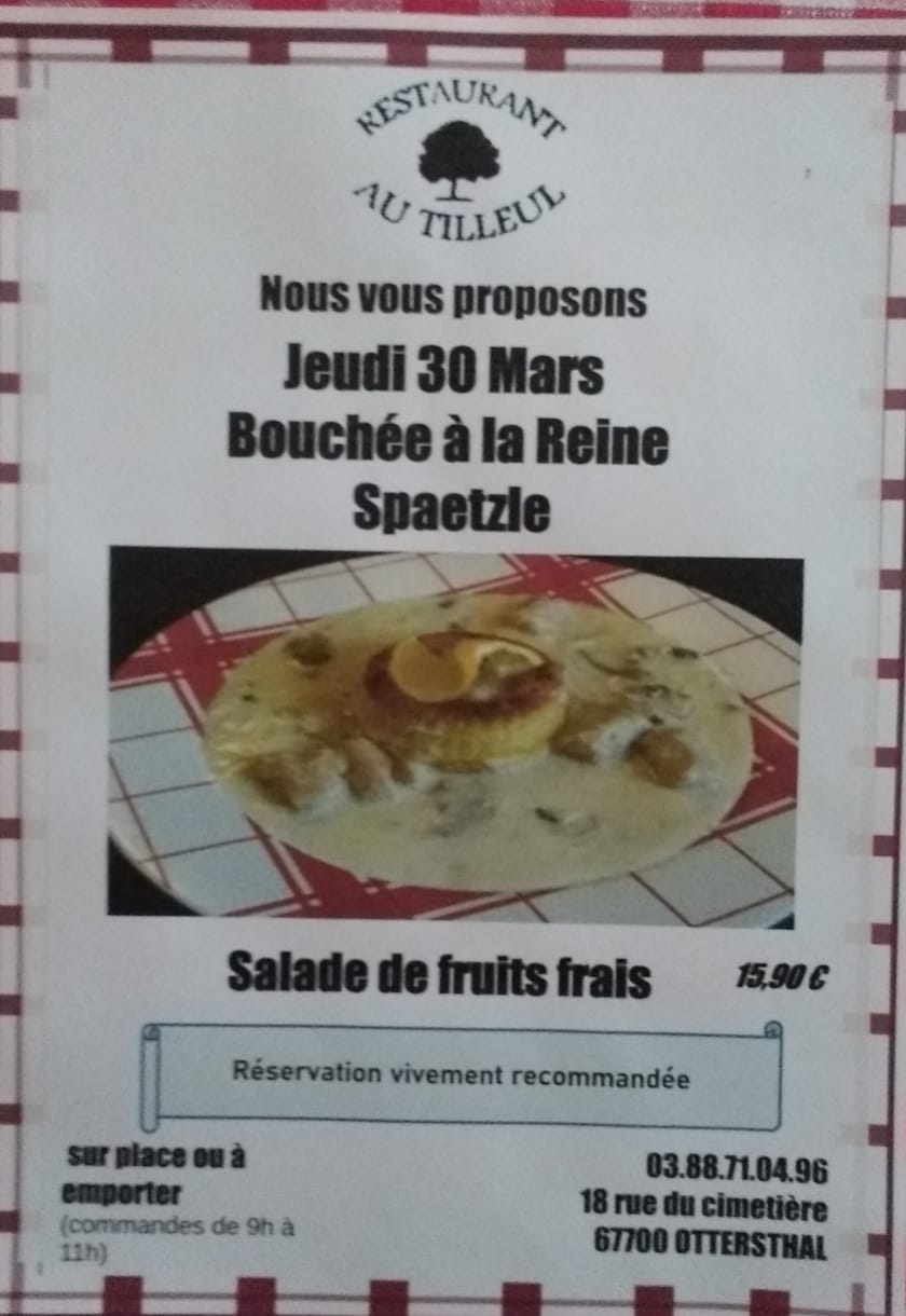 Jeudi 30 Mars - Bouchée à la Reine