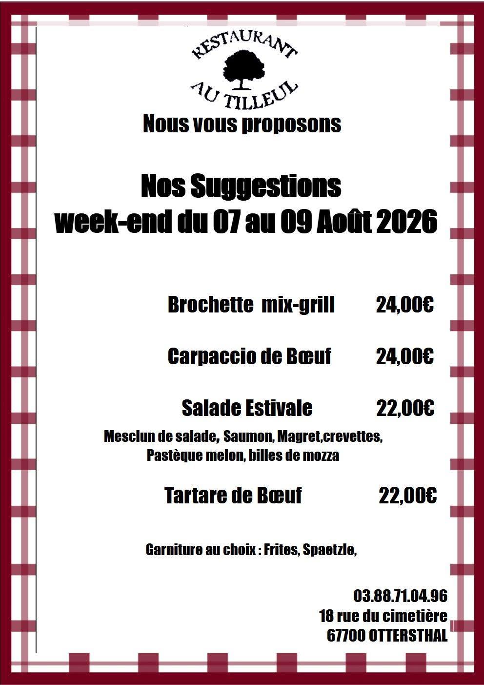 Menus du 7 au 9 Août 2026
