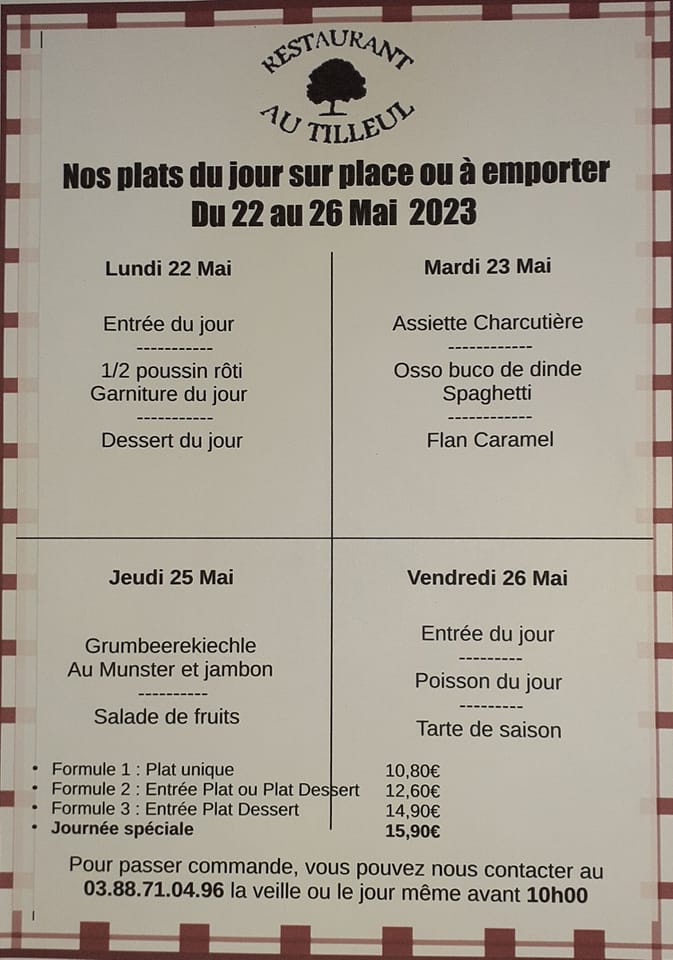 Menus du 22 au 26 mai 2023