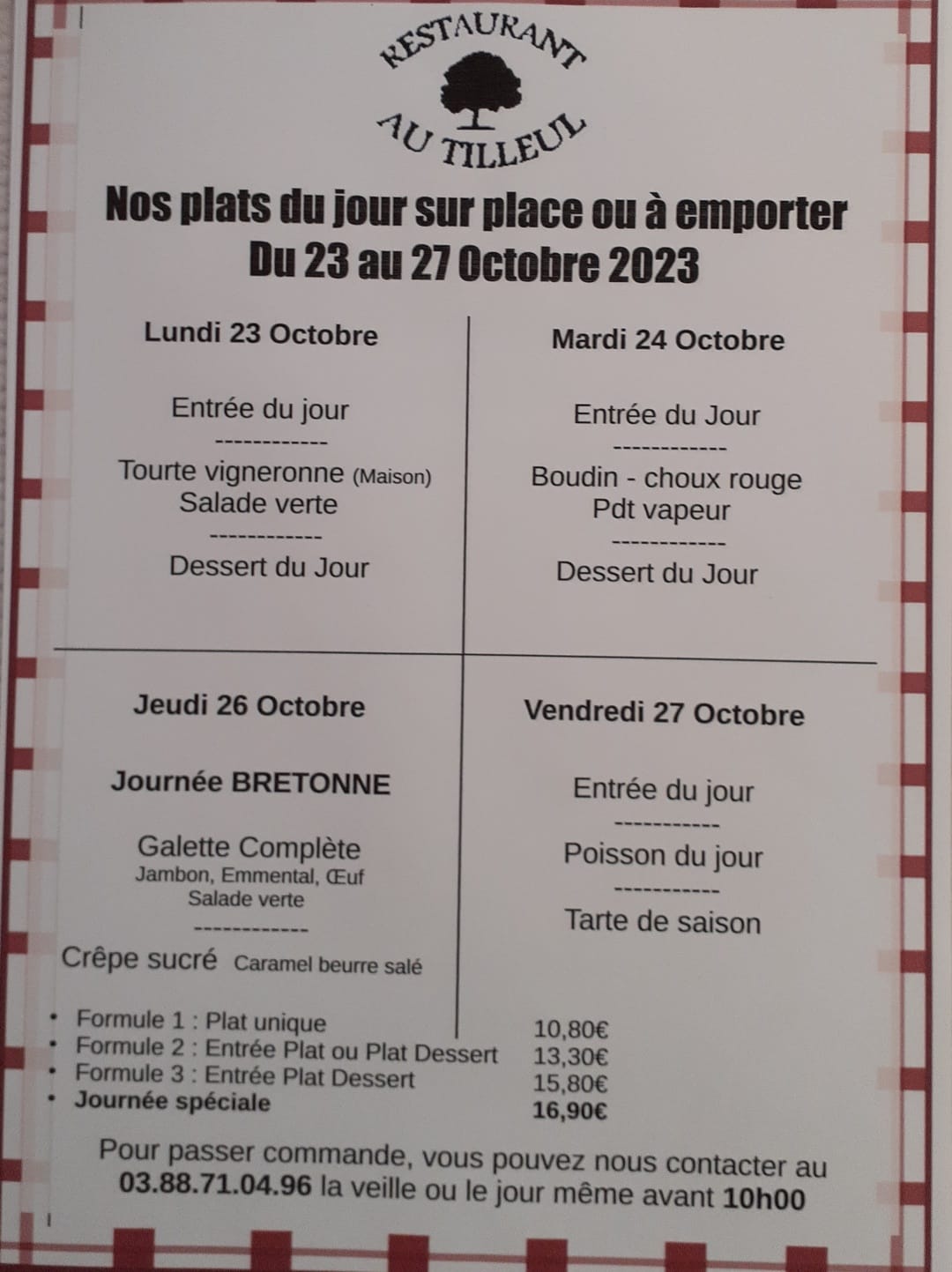 Menus du 23 au 27 octobre 2023