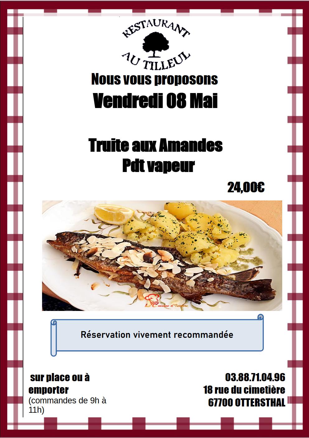 8 Mai 2026 : Truite aux amandes