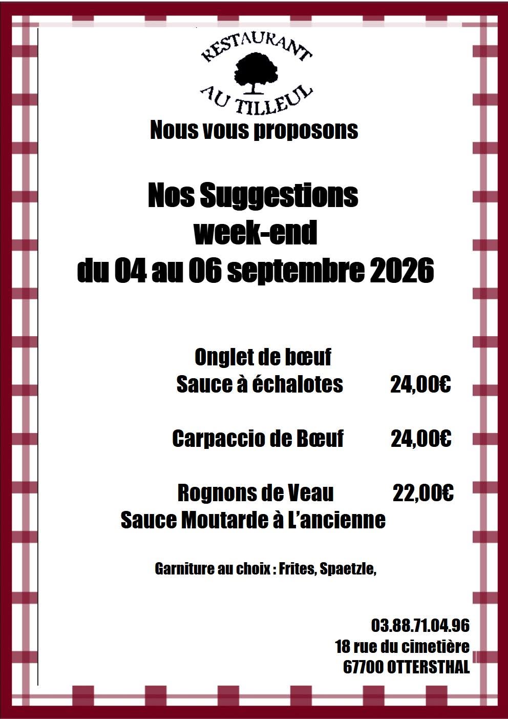 Week end du 04 au 06 Septembre 2026