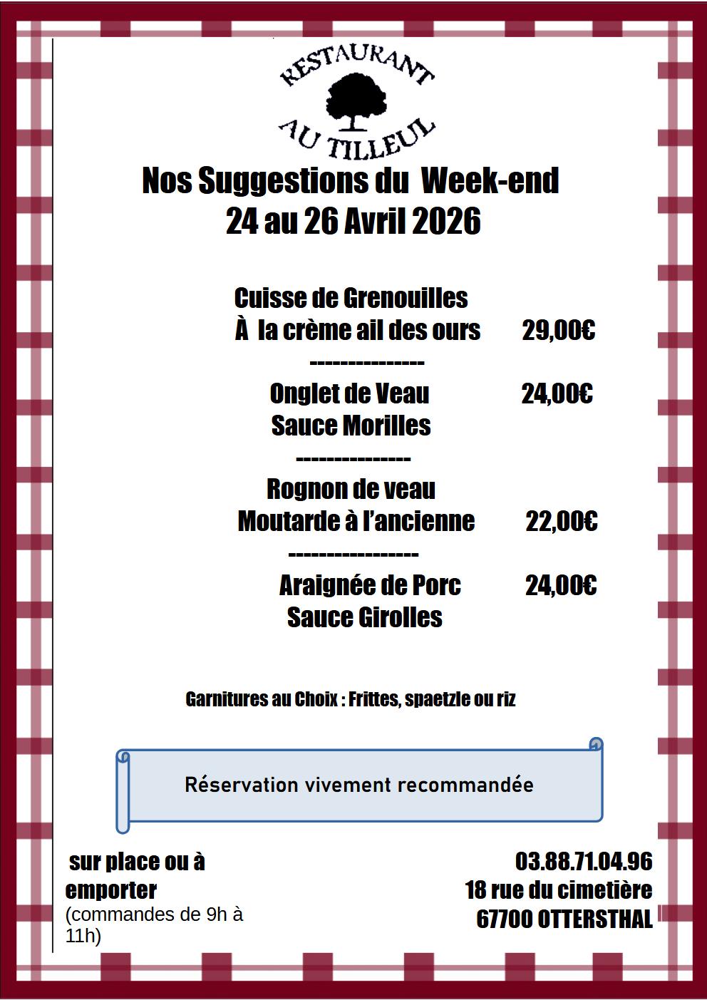 Week-end 24 au 26 Avril 2026