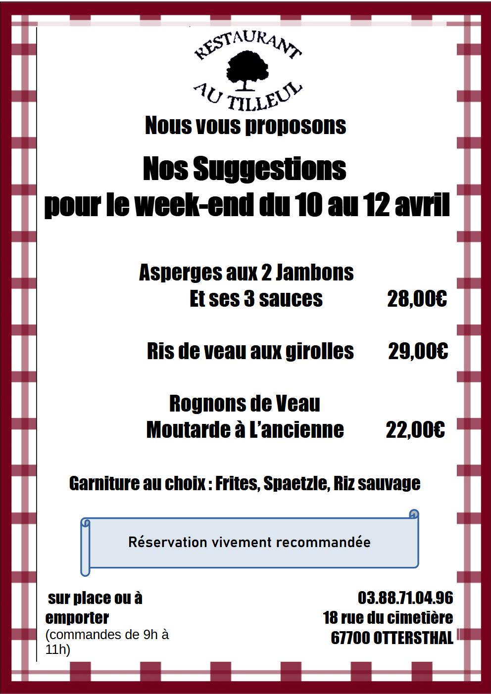 Week-end du 10 au 12 Avril 2026